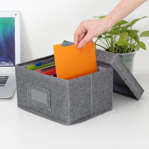 Qozary 4x6 1000+ Index Card Holder - Index Card Box With Dividers, Index Card Organizer Case, Foldable Flash Card