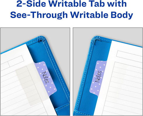 Avery Multiuse Ultra Tabs, 2" x 1.5", Assorted Pastel Dots, 24 Repositionable Tabs (74773)