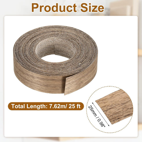 1" 25 uxcell x ft Wood Edge Banding, Pre-Glued Iron On Edging Strip, Plywood Wood Grain Repair Tape for Cabinet Repair