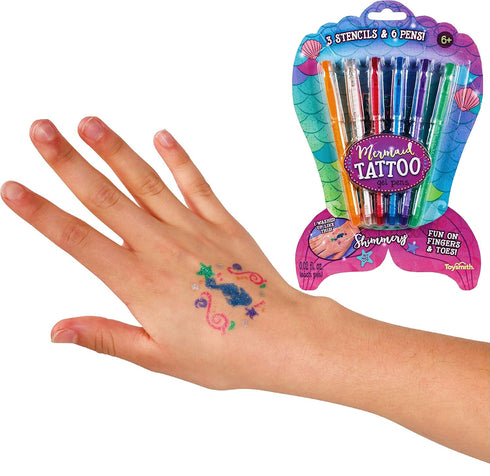 Toysmith Mermaid Tattoo Gel Pens with Stencils Bundle - 2 Pack