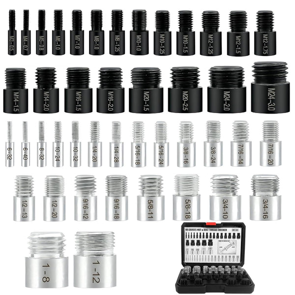 Nut and Bolt Thread Checker, 44 Male/Female Gauges for 23 Inch & 21 Metric Sizes