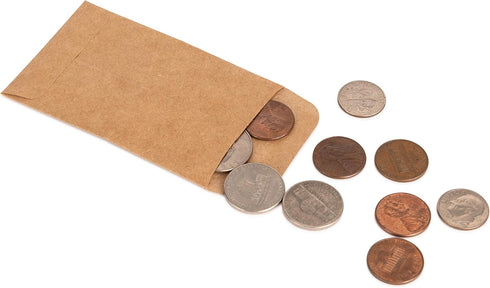 Coin And Small Parts Envelopes 500 Pack 2.25"x 3.5" With Gummed Flap For Homes And Office Use (500 Pack) by Purple Q Crafts