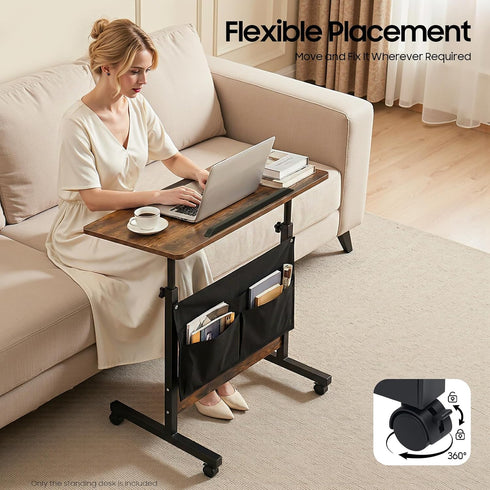 Jiabailie 24 Adjustable Height Mobile Standing Desk,Rolling Computer Stand,Computer Workstation,Portable Laptop