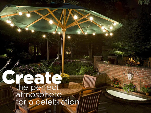 Sunlitec 30 Bulbs 50 Solar String Lights Waterproof LED Indoor/Outdoor Hanging Umbrella Lights with - Ft Patio Light