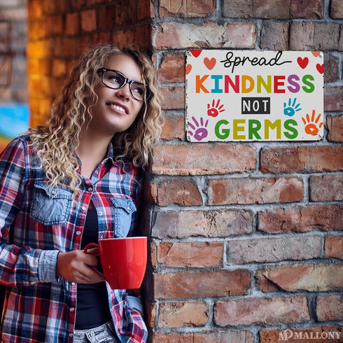 Spread Kindness Not Microbes Be Kind Poster - Motivational Classroom Decor, Health Posters for School Nurse Office Wall
