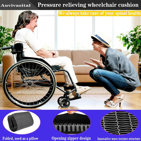 Auvivasital Tailbone Gel Seat Cushion for Long Sitting, Soft and Breathable, Thick Gel Seat Cushion for Back, Sciatica