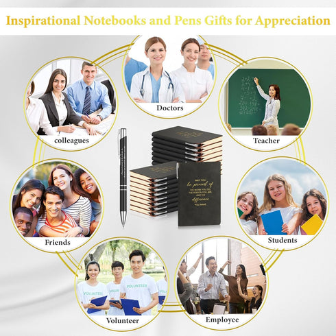 Colarr 20 Sets Employee Appreciation Gifts, Inspirational A6 PU Leather Journal with Motivational Pens for Office Gift
