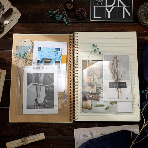Tinlade 6 Pcs Clear Adhesive Corner Pockets 6 x 6 Inch, Sticky Pocket Sleeves for Extra Storage in Notebooks and Folders