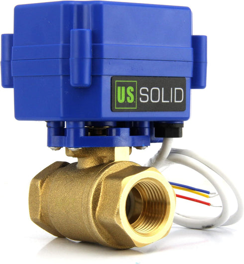 Motorized Ball Valve, 3/4" Brass Electrical Ball Valve, Full Port, 9-24V AC/DC Setup by U.S. Solid