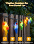 Xingzd 8.5Ft 10 Summer Parrot Outdoor String Lights, LED Tropical Themed Patio Lights with Multicolor Birds Lights