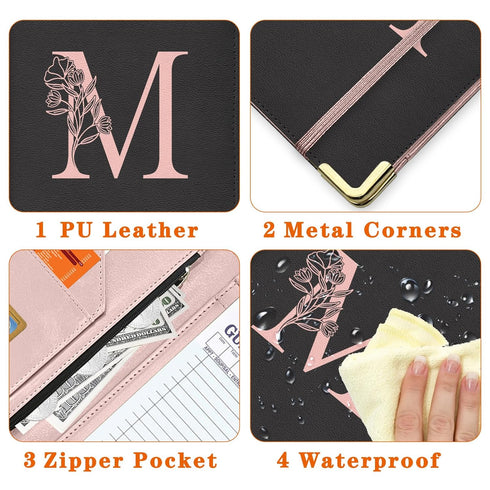 YeeCASE Server Book, Alphabet Waitress Book for Waitress, Leather Waitess Book with Zipper Pocket, Server Manual
