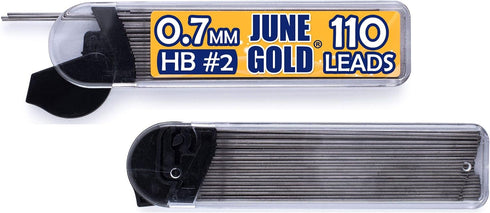 June Gold 8 Pack 0.7 mm HB #2 Mechanical Pencils, Extra Long Spin Eraser, 2 Lead Dispensers with 220 Refills & 8 Refill