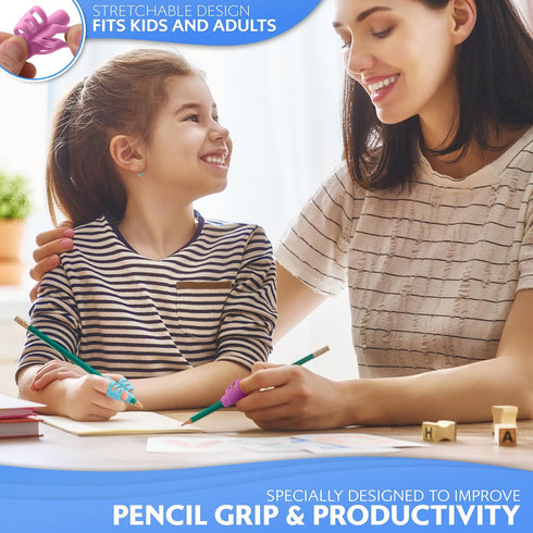 Stylo Pack of 3 Pencil Grips for Kids Handwriting - Perfect Pencil Holders for Home Schooling and Preschool Writing