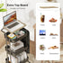 DTK 3 Tier Metal Utility Rolling Cart with Table Top, Side Bags, Tray Storage Organizer on Wheels for Kitchen, Office