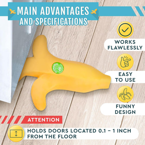 Cute Banana Door Stopper, Decorative Non-Slip Door Stoppers for Home, Office, or Hotel, 7.48" x 5.9" x 1.26"