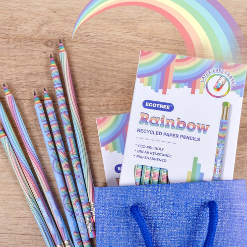 ECOTREE Pencils #2 Sharpened for Kids, Cute Rainbow Pencils, Back to School, 12 Count