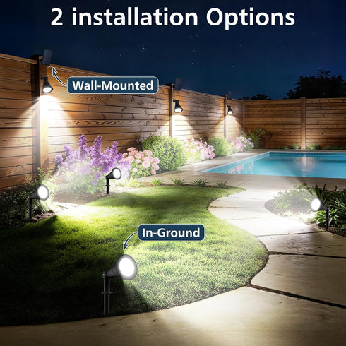 6000K, 9.8ft IP65 2 Pack T-SUNUS Christmas Solar Powered LED Spot Light White Separated Panel with Cable Waterproof