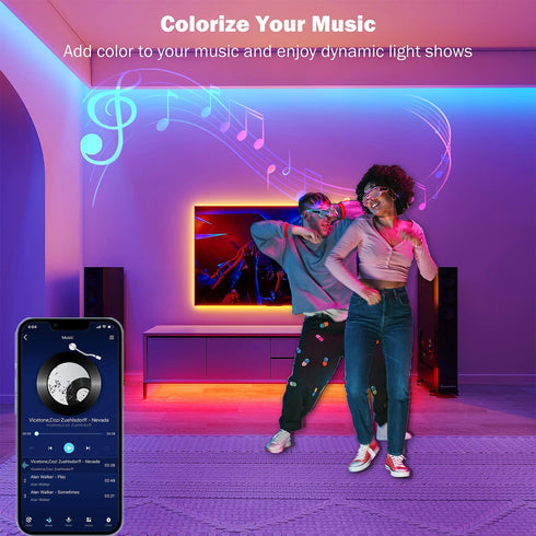 Leeleberd 130 Bedroom,(2 65FT) ft Led Lights for Rolls of Bluetooth Smart APP Control Color Changing RGB Led Strip