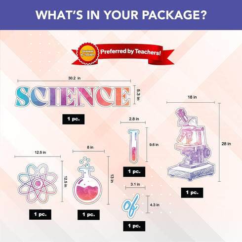 Decorably 17 Pcs Science Classroom Decorations - Bulletin Board Sets for Science Lab & Classroom Decor