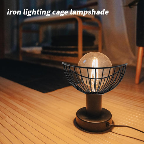 1 Bulb (C005) KUMGROT Pcs Mini Metal Wire Cage Hanging Pendant Lamp Shade Cover Guard Industrial Lamp Holders Ceiling