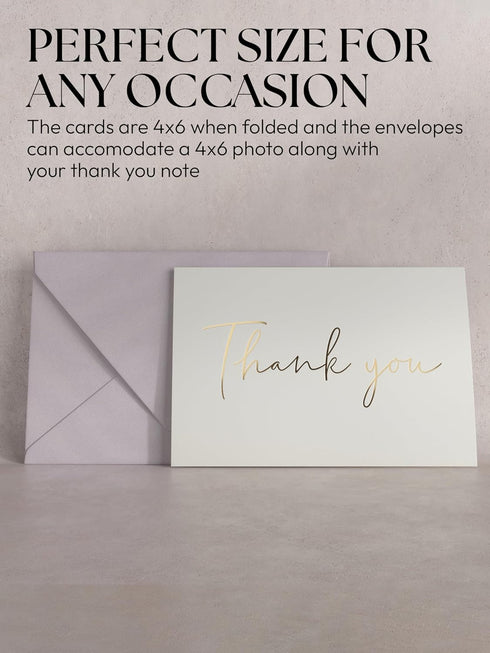 Twistionery Set 100 4x6 Thank You Cards & Envelopes - Blank Cards - Wedding, Baby Shower & More