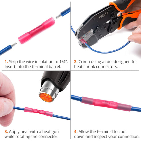 Wirefy 200 Wire Connectors, Heat Shrink Butt Connectors, Waterproof Electrical Kit for Marine Grade Wiring
