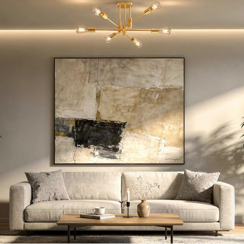 6-Light Sputnik Chandelier Gold, Mid-Century Modern Ceiling Light Fixture for Dining Room, Kitchen, Living Room