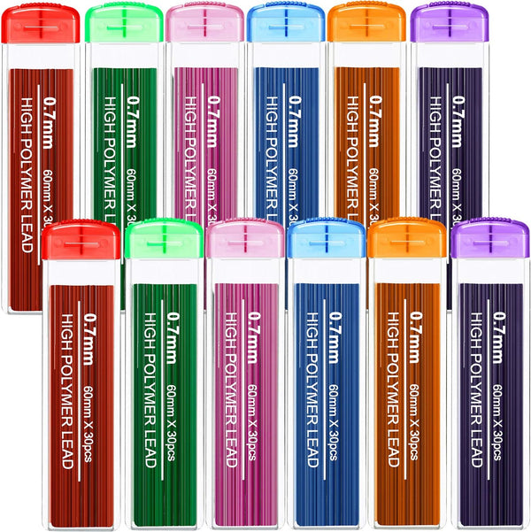 JOVITEC 0.7 mm Colored Pencil Refill Set, 360 Pieces, Mechanical Pencil Refills for School Classroom Home Offices