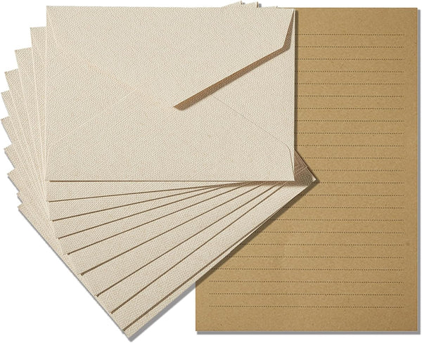 Stationery Writing Paper and Envelopes Set with Jute Rope, 4 X 6, 20 Best Paper with 10 Heavyweight Envelopes, Ivory