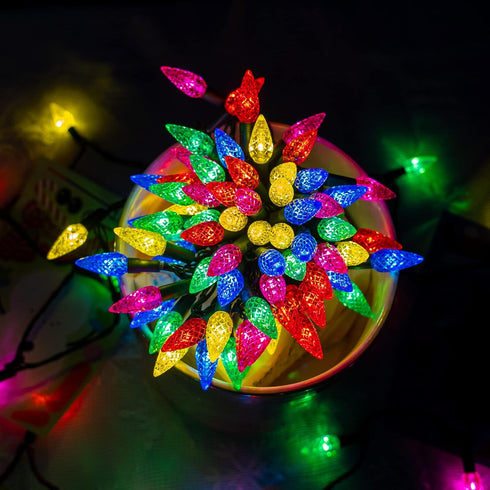 C6 100 33 8 Dazzle Bright Christmas String Lights, LED FT Waterproof Green Wire Fairy Lights, Modes Christmas Lights