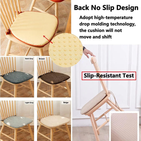 GWTYR 45X42cm Zipper,Blue,1Pcs Memory Foam Kitchen Chair Cushions, Seat Cushion with Ties, Cotton and Linen Seat Pads