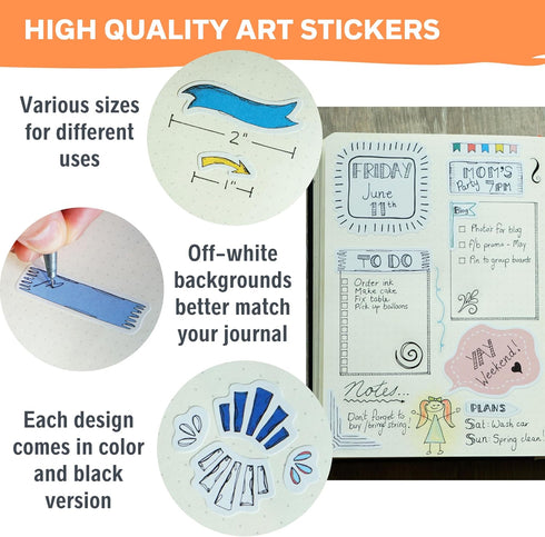 Ultimate Design Elements Planner Stickers Set - Value Pack of 24 Sheets, Clear Stickers, Banners, Arrows for Journals