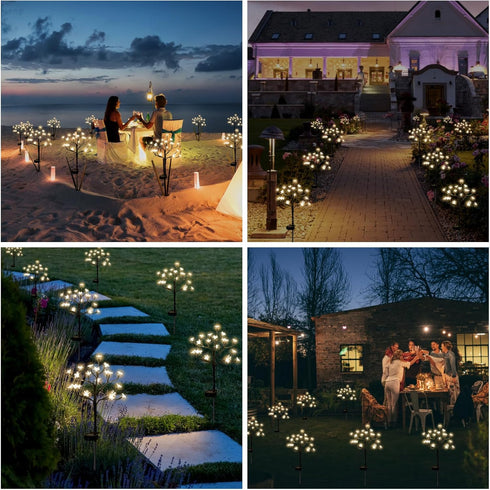 Solar Flowers Lights Garden Decor, 2Pack 40LED Waterproof Fairy Lights for Outdoor Yard and Lawn Decorations