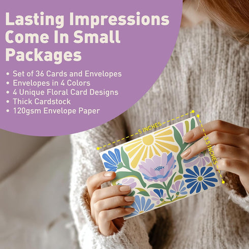 Set 36 3.5x5 4 Sweetzer & Orange Desert Gardens Blank Notecards of Note Cards with Envelopes & Storage Box Floral
