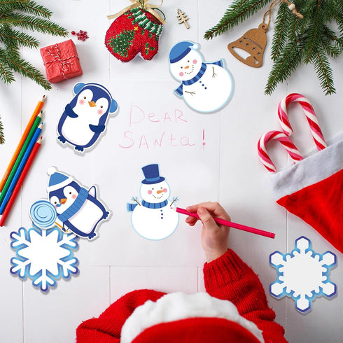 Whaline 24Pcs Christmas Sticky Notes, 12 Designs, Winter Cartoon Self-Stick Notepads for Xmas Work Study