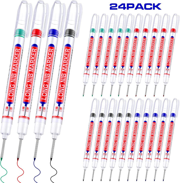 Multi-purpose Deep Hole Marker Pens, 20mm Long Nib Colorful Waterproof Markers for Woodworking