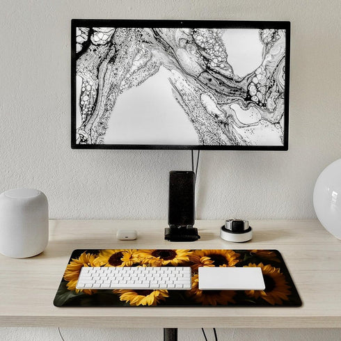 HFDSIFBUJ 30"x 16",Non-Slip Sunflower Bouquet Yellow Flowers Large Desk Mat Rubber Gaming Mouse Pad for Keyboard Office