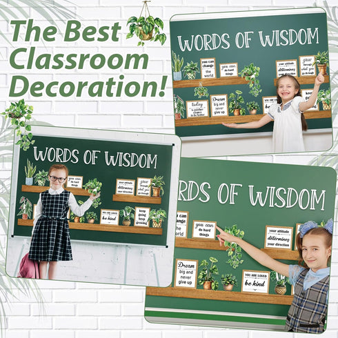 Set Greenery Bookshelf Bulletin Board Plant Motivational Classroom Decor Inspirational Quote Frame Potted Plant Cutout