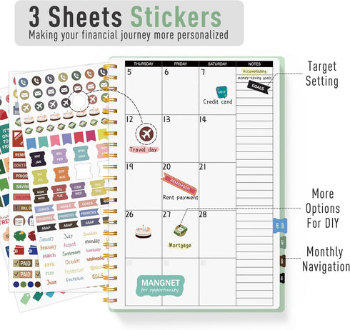 Account 5.5" 8.5", Budget Planner Book Monthly Expense Tracker, Saving & Debt Tracker, Monthly Budget Review x Control