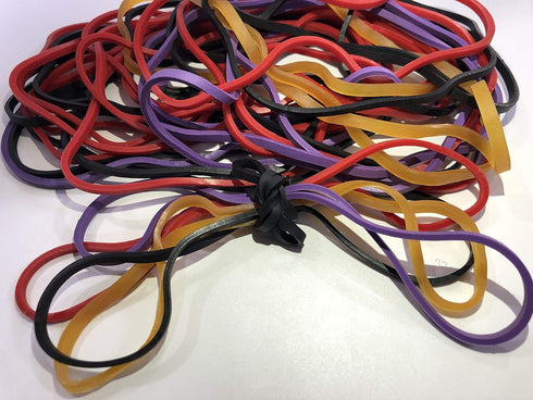 Rubber Bands Assorted Dimensions (#64+#33+#16+#117b), 1/4 lb, Colorful Non-Latex Bulk Rubber Bands