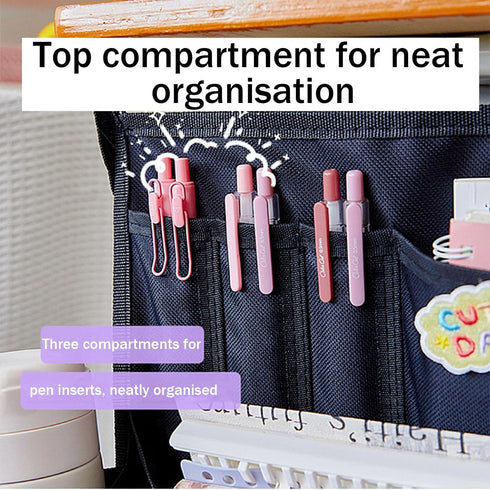 YMXWAN Organzier,8 Oxford Desk Side Hanging Storage Bag with Pen Holder,Reinforced Desk Organiser Storage Bag