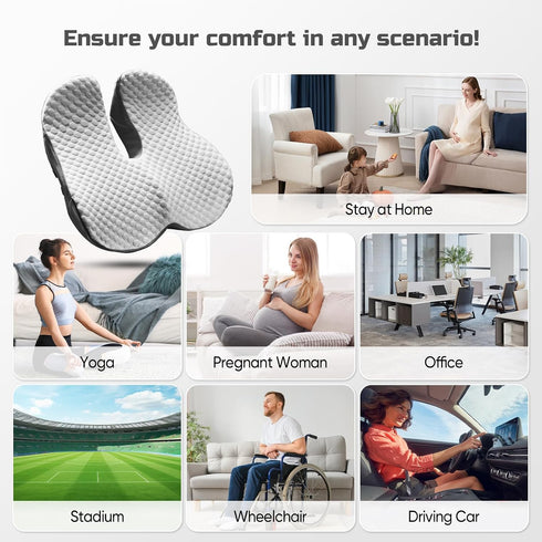 KWYBOW Tailbone Seat Cushion for Pain Relief X-Large,Ergonomic Office Chair Cushions for Butt Hip Lower Back & Sciatica