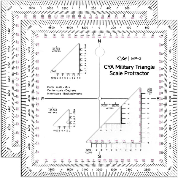Zonon 2 Pcs 5 Inch Military Map Protractor Military Style Utm/mgrs Coordinate Scale