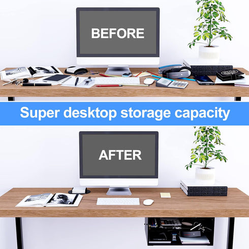 GOME Under Desk Storage Metal Shelf, Double Layer Adjustable Tray Organizer for Office Desks