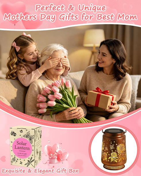 Fussion Sunflower Gifts for Women Sunflower Solar Lantern Birthday Gifts Mothers Day Gifts for Mom Grandma Sister