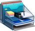 Mind Reader Desktop Organizer, Vertical File Holder, Paper Trays, Metal Mesh, Turquoise