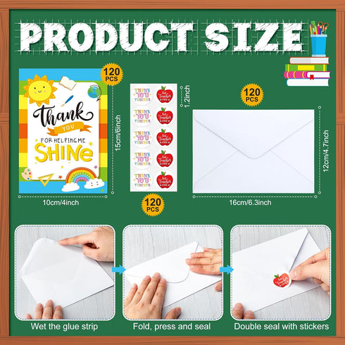 Fuyoooo 120 Sets, 4x6 Graduation Gifts Teacher Appreciation Cards Thank You Cards for Teachers from Students