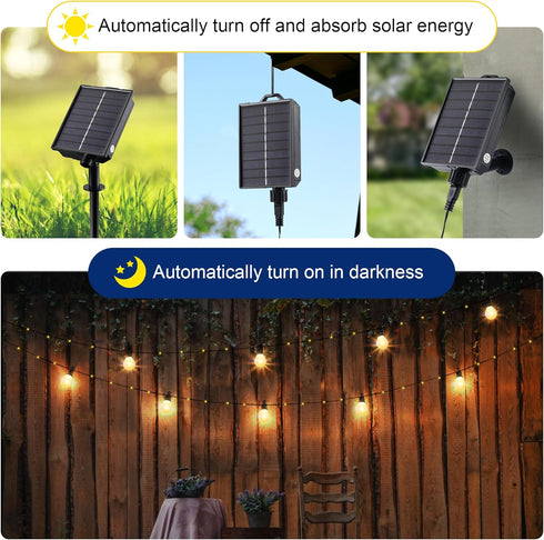 33 100 8 Solar String Lights Outdoor with Remote Waterproof Feet LED Solar Patio Lights USB Rechargeable Light Modes