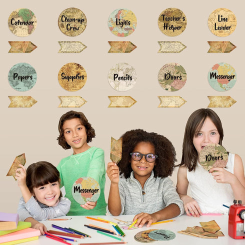 Classroom Jobs Bulletin Board Set, Travel The Map Teacher's Helper Charts, Chalkboard Wall Decor for Classroom