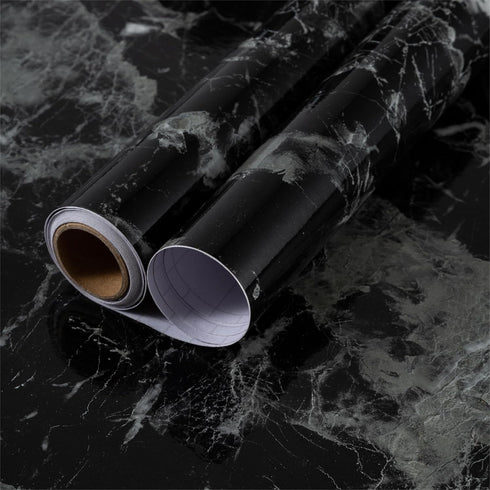 16x118 inch Black Marble Contact Paper - Peel and Stick Waterproof Vinyl for Kitchen Cabinet Decoration
